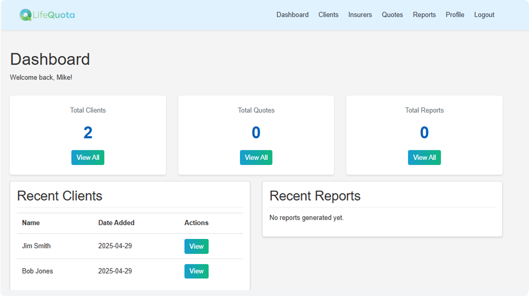 LifeQuota Dashboard